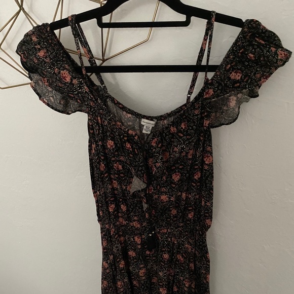 American Eagle Black and Pink Lotus Mini Dress XS - Picture 2 of 6